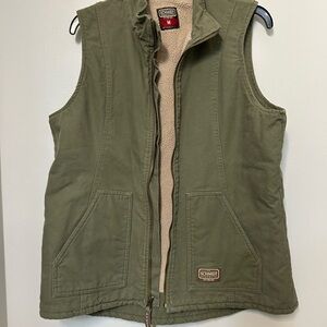 VTG Ladies SCHMIDT WORKWEAR Green Canvas Sherpa Lined Full Zip Work Vest Size M